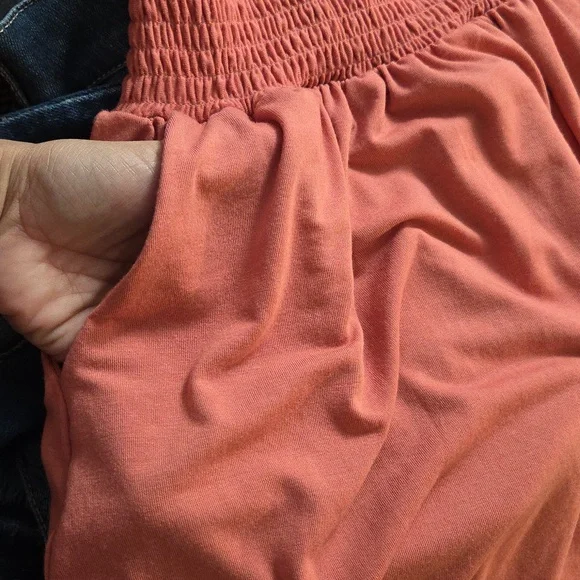 Zenana Coral Smocked Waist Maxi Skirt Stretchy Side Slit Lounge Resort Skirt - Picture 6 of 8